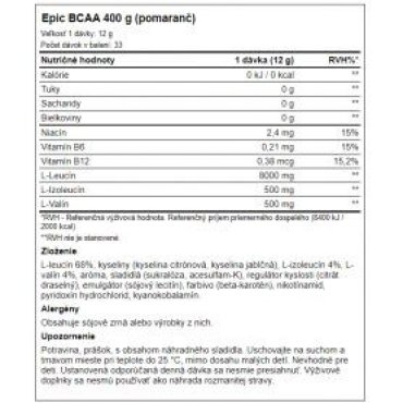 Peak Performance - Epic BCAA 400 g Peak Performance